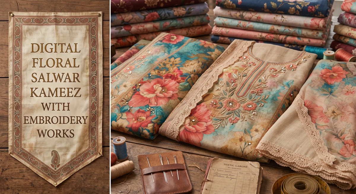 Glossy Simar's Premium Digital Printed Floral Salwar Suits with Elegant Embroidery & Designer Dupattas