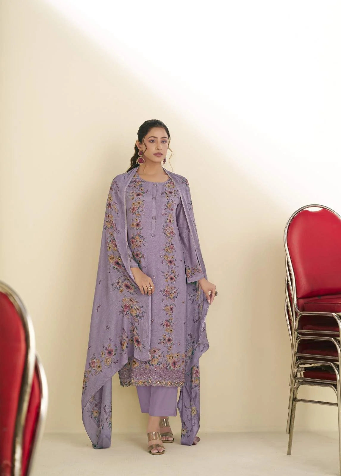 Simar Farishtey Lavender Digital Print Muslin Salwar Kameez Set
