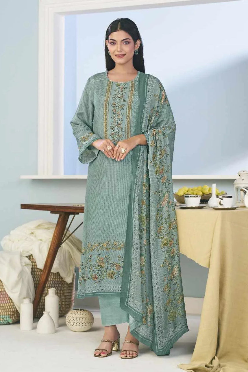 Simar Farishtey Elegant Aqua Blue Muslin Suit with Printed Dupatta