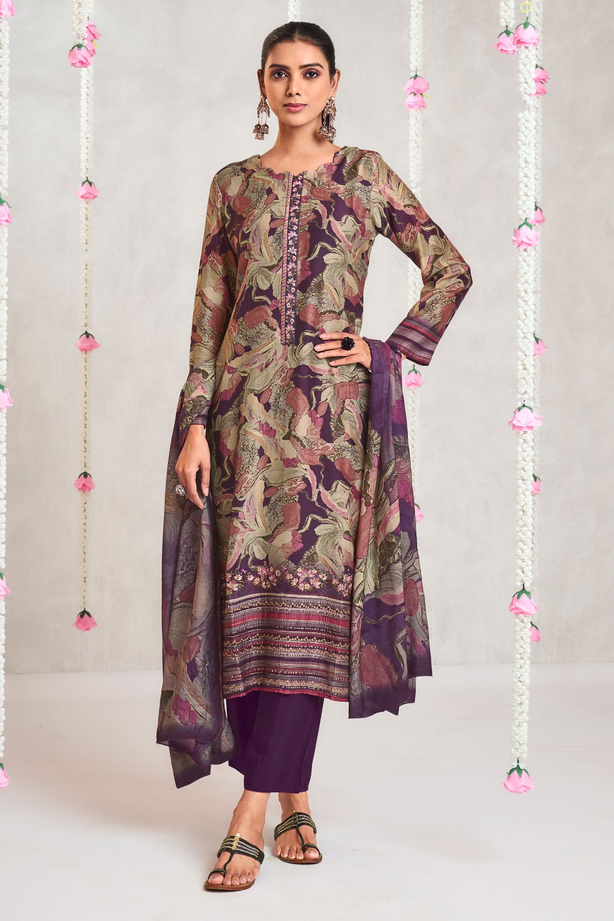 Jam Satin Digital Print Salwar Kameez