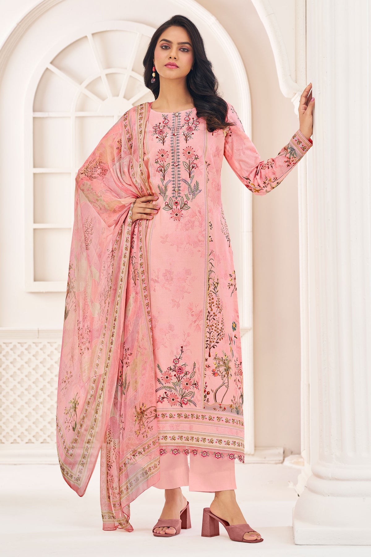 Pure Lawn Cotton Digital Print Long Straight Cut Salwar Kameez