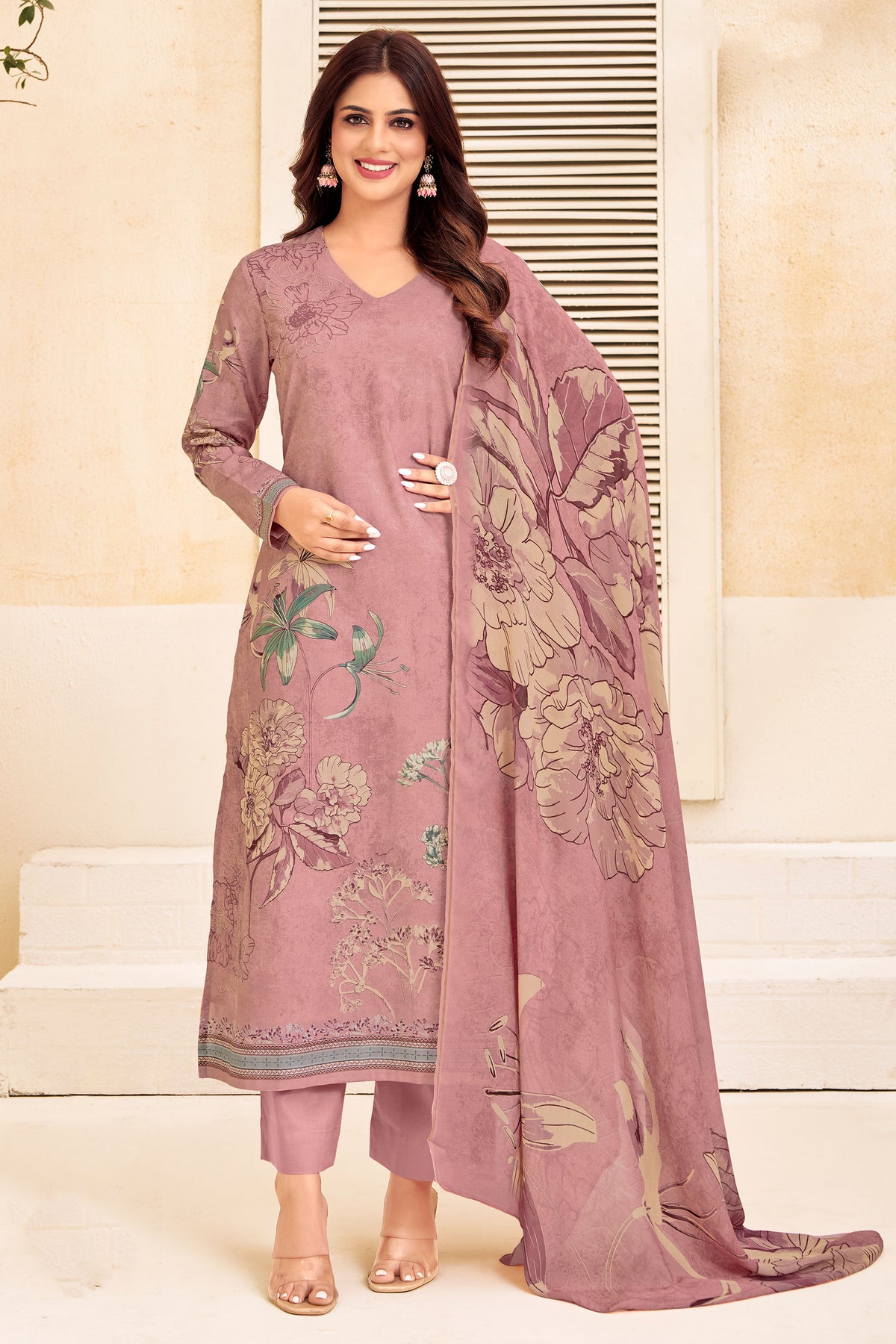 Pink Lawn Cotton Salwar Kameez With Digital Print Design