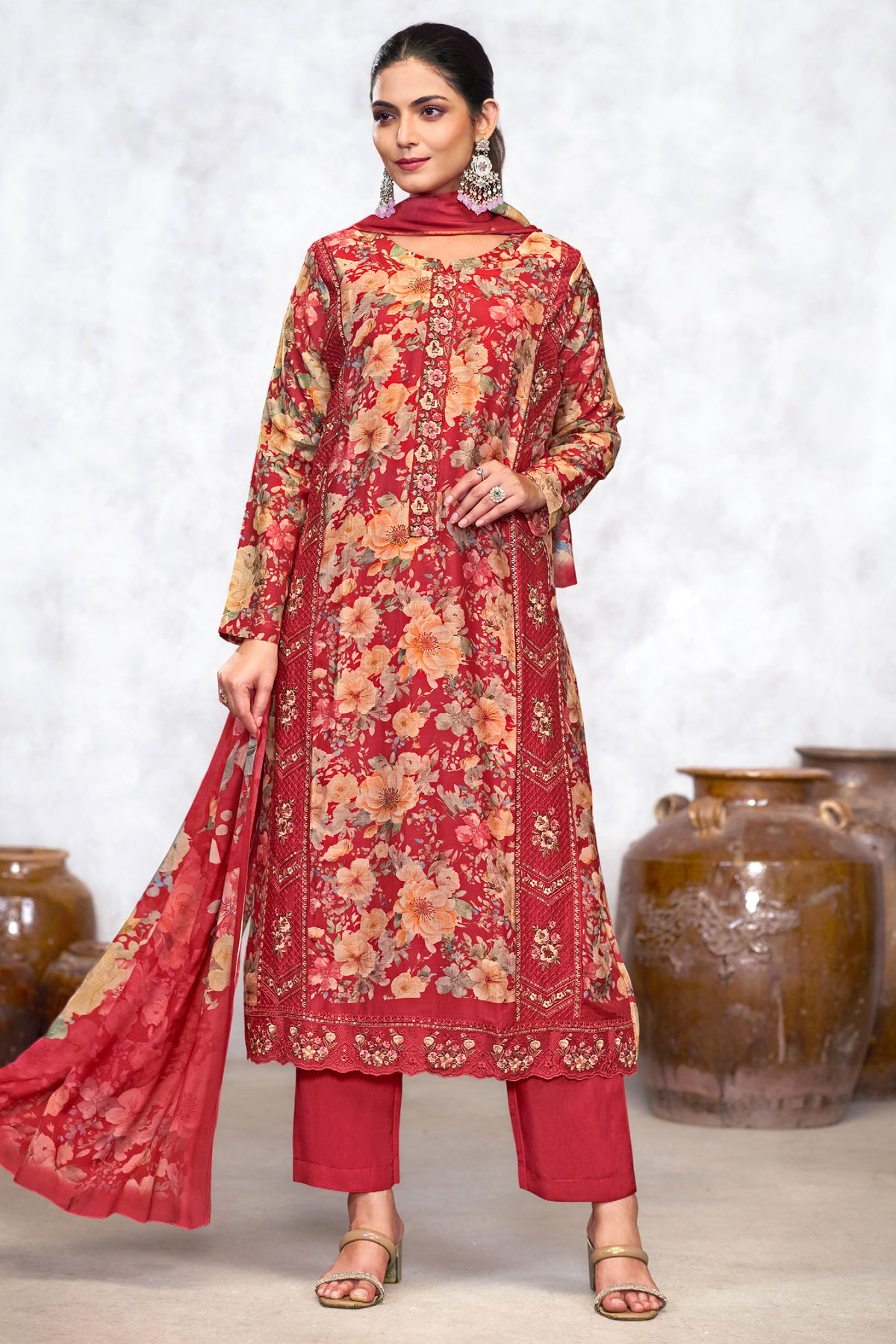 Pure Viscose Muslin Digital Print Long Salwar Kameez